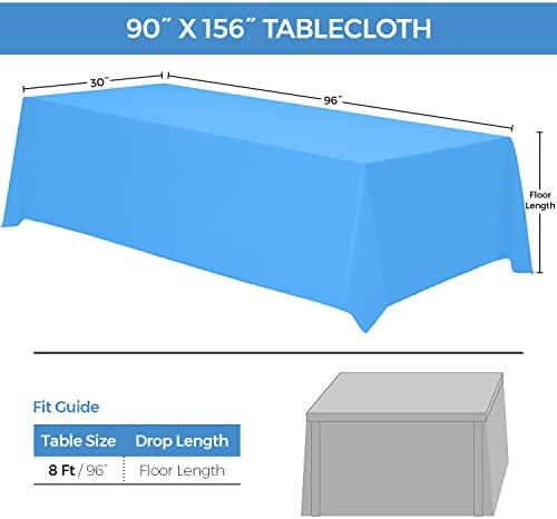מפת שולחן לבנה קלאסית 90x156 - בגדי שולחן לבנים לשולחנות מלבן 8 רגל, בד רחיץ עמיד בפני קמטים [2 חבילה]